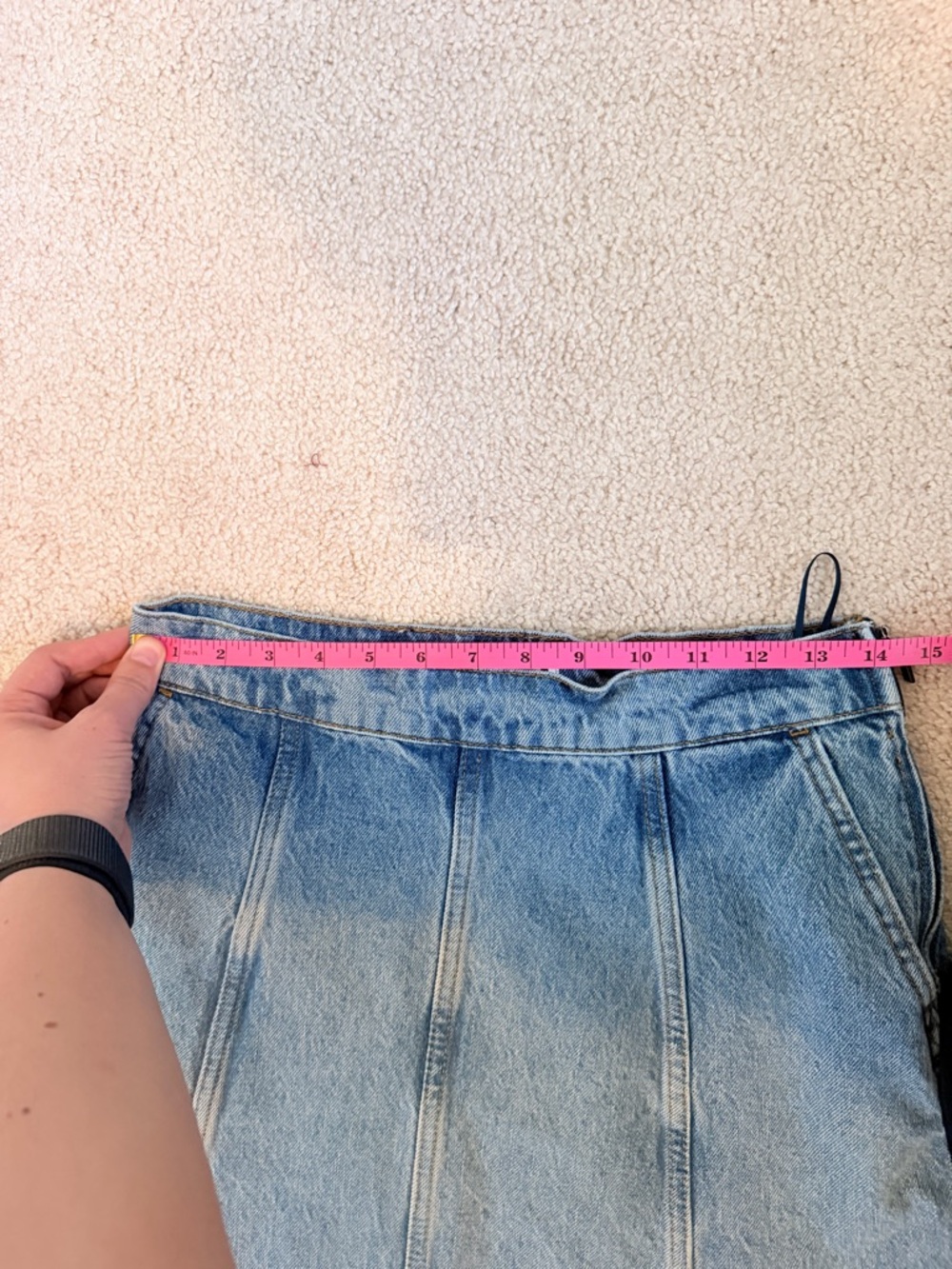 Zara High Waisted A-Line Blue Denim Long Maxi Skirt W/Front Pockets Size M - Picture 7 of 10